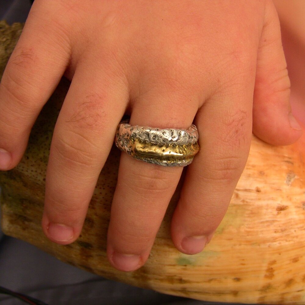 Handmade ring, 24K pure gold and 9999 pure silver - Picture 7 of 9